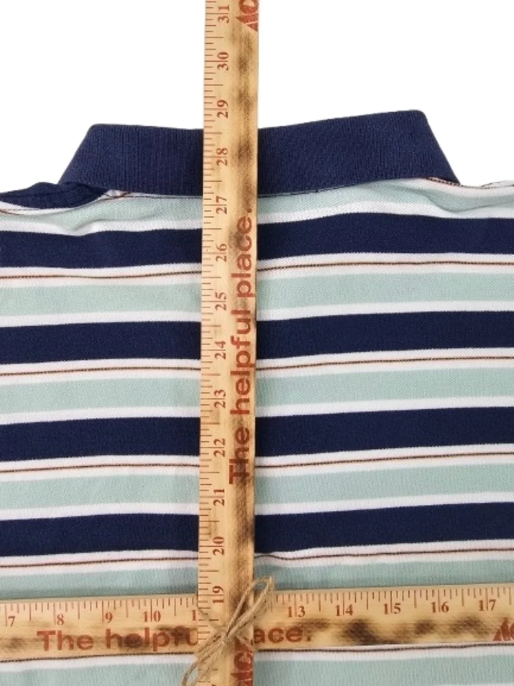 Vintage Polo Ralph Lauren Orange Pony Men XL Blue Teal Navy Striped Ribbed Shirt